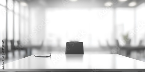 Obraz na płótnie Minimalist office interior with blurred desks and chairs, clean professional look w salonie