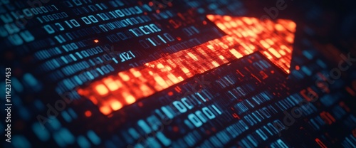 A red arrow is pointing to the right on a blue background