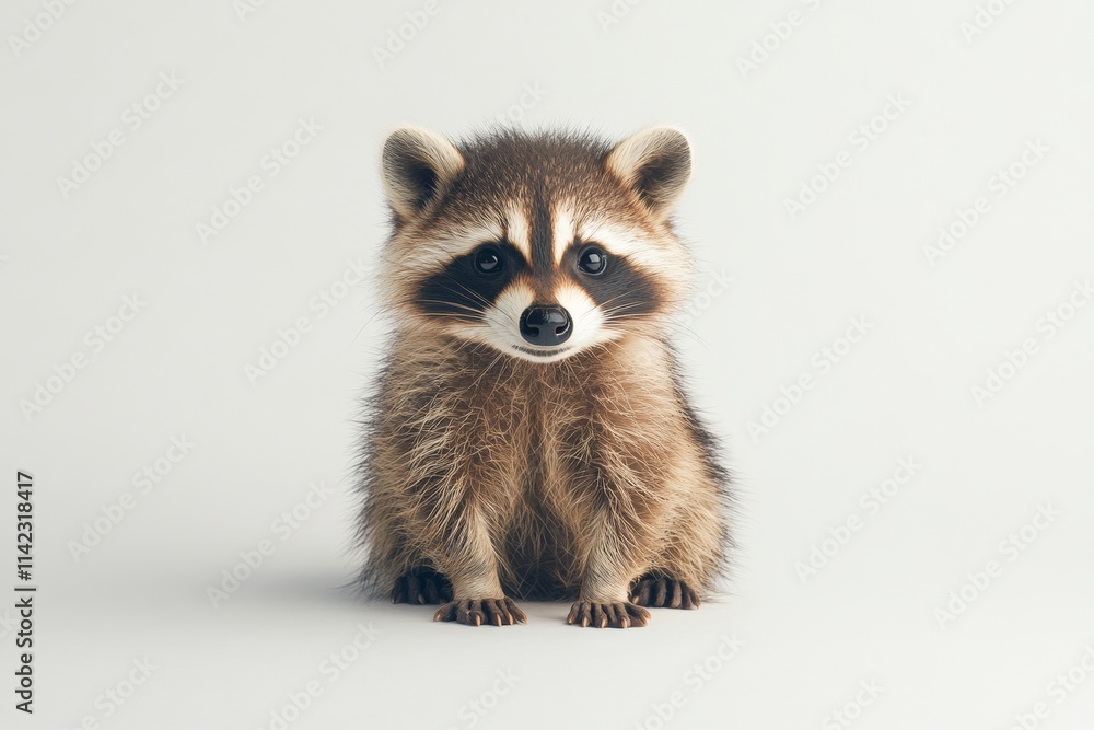 Fototapeta premium A raccoon is sitting on a white background