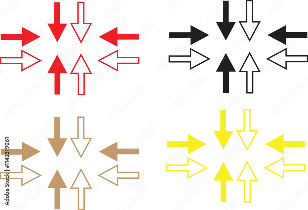 simple different color arrow different direction icon images set simple different color arrow different direction icon images set