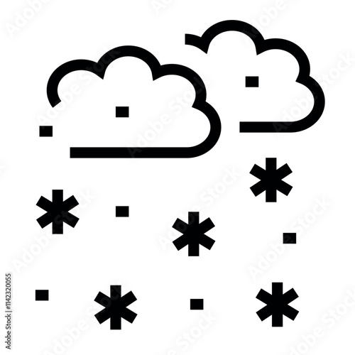 Snowy weather forecast line black icon. Sign for web page, mobile app, button, logo.