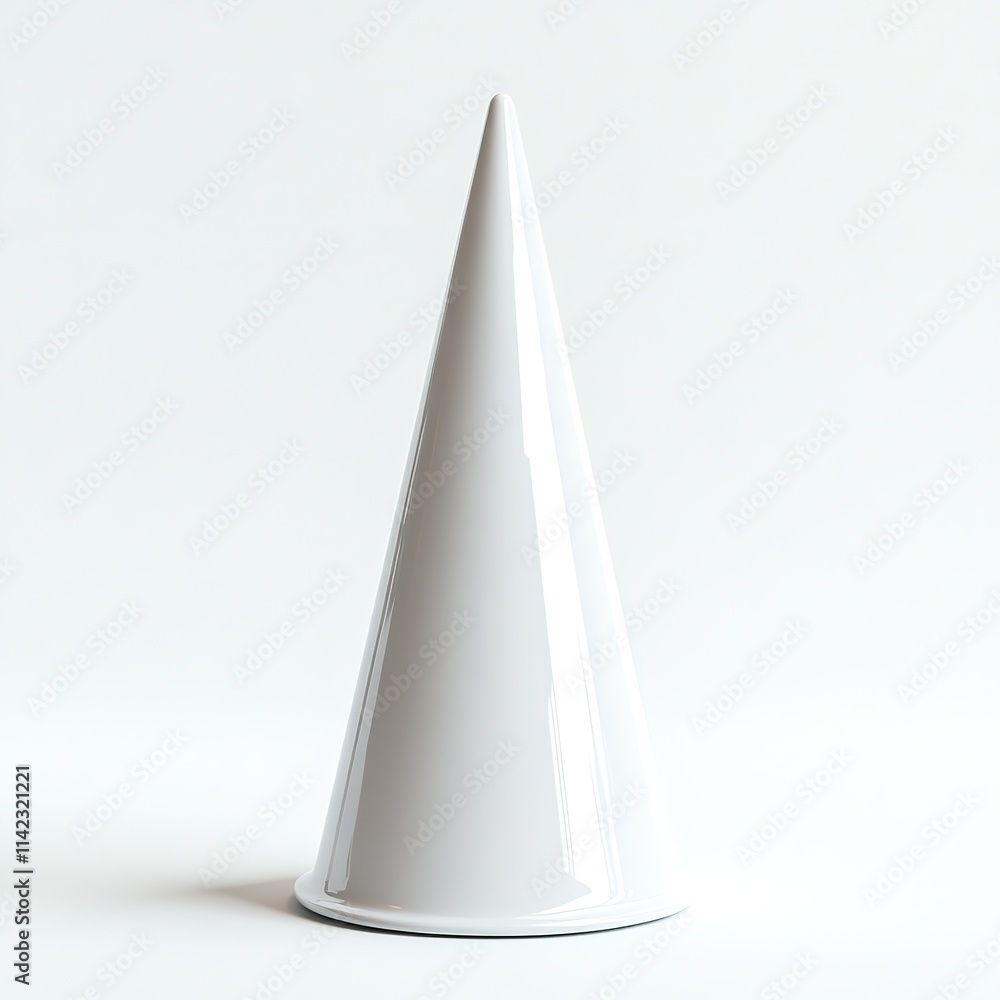 Minimalist white cone sculpture studio product photography clean background top-down view contemporary design Minimalist white cone sculpture studio product photography clean background top-down view contemporary design