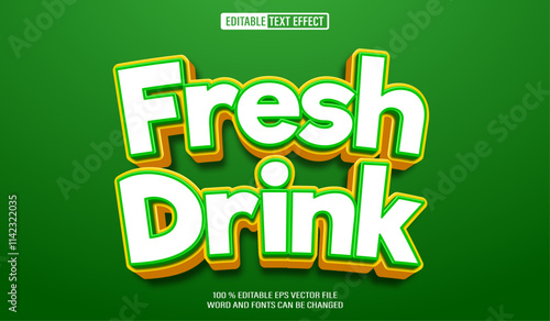 Editable 3d text style effect - Fresh Drink Design bussines text effect Template