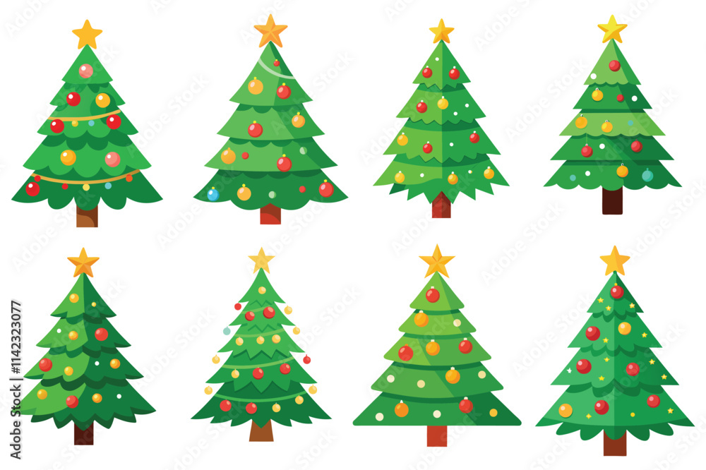christmas tree illustration vector on white background christmas tree illustration vector on white background