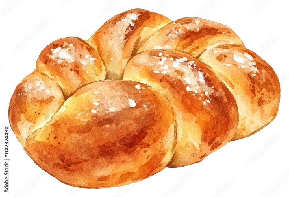 PNG Challah bread illustration watercolor food. PNG Challah bread illustration watercolor food.