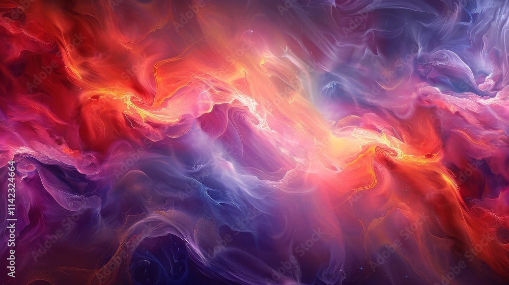 Abstract Swirling Nebula in Red, Yellow, and Purple Hues Abstract Swirling Nebula in Red, Yellow, and Purple Hues
