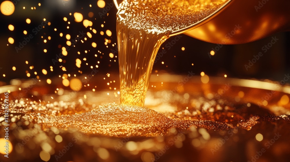 Gold Being Poured into Molds at a Factory Gold Being Poured into Molds at a Factory