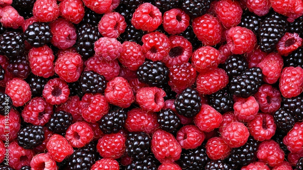 A Bountiful Mixture of Raspberries and Blackberries A Bountiful Mixture of Raspberries and Blackberries