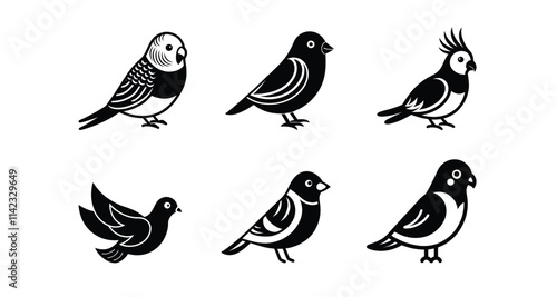 Photography Silhouetted birds collection on white background