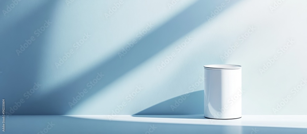 Brush and can of pristine white paint on a minimalist background perfect for home renovation and interior design inspiration Brush and can of pristine white paint on a minimalist background perfect for home renovation and interior design inspiration