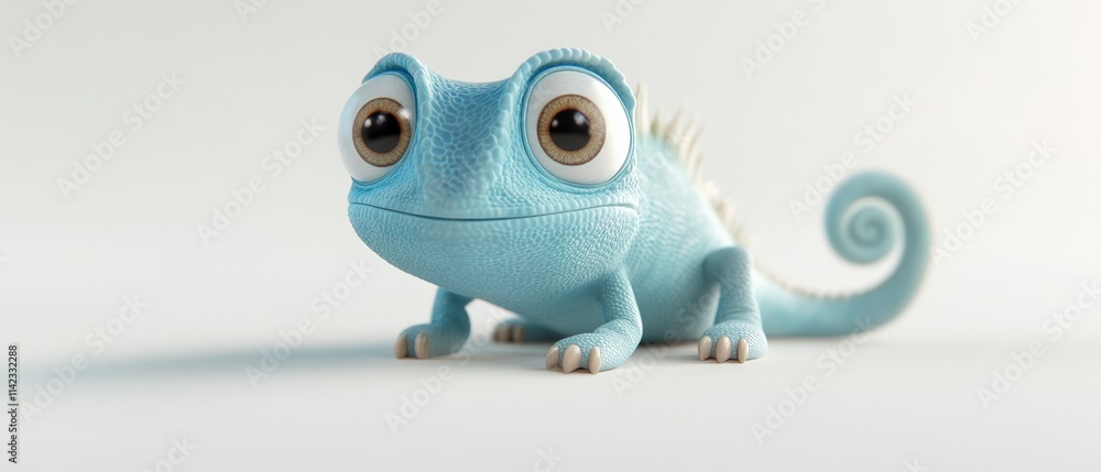 A light blue cartoon chameleon A light blue cartoon chameleon