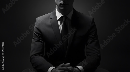 Obraz na płótnie Solid black background for interview video setup, professional tone w salonie