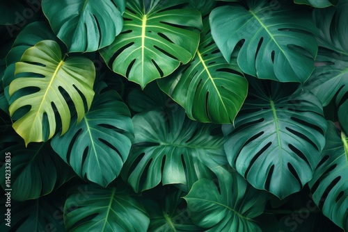 Wallpaper Mural Green background of tropical leaves. Monstera leaves background.  Torontodigital.ca