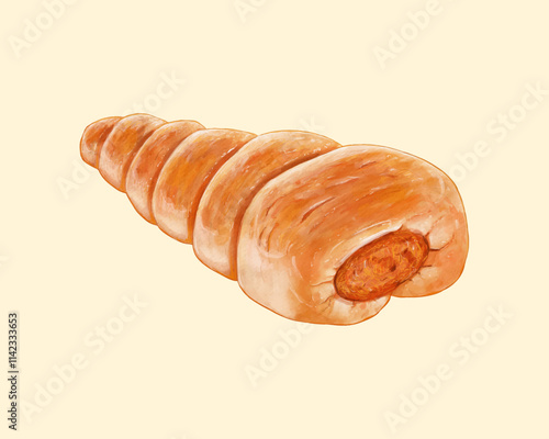 A hand drawn sausage bread