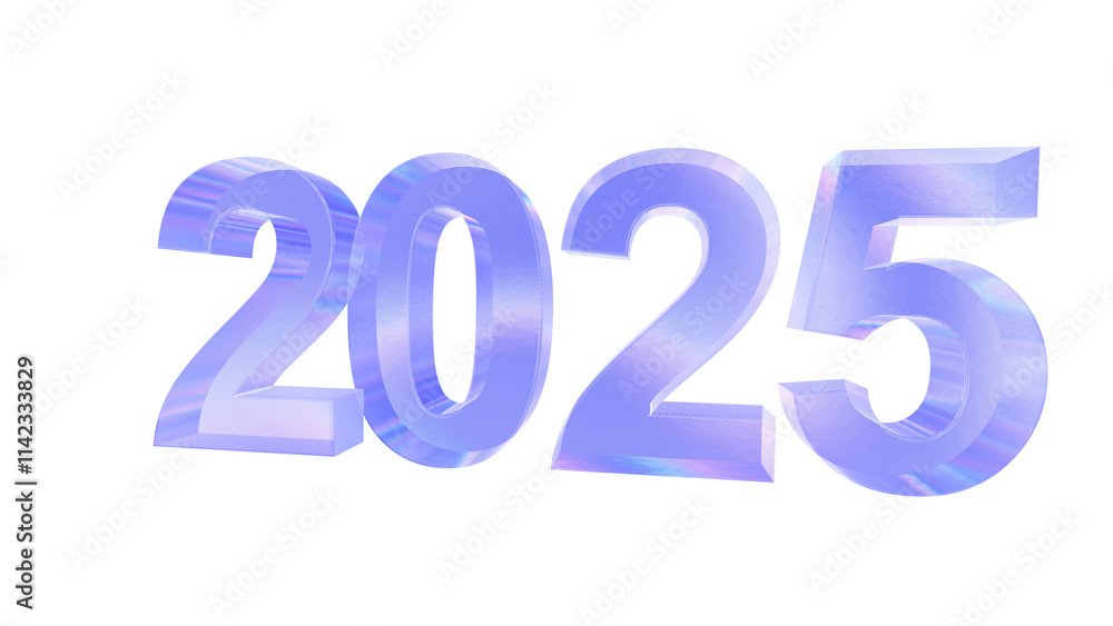 3d 2025 with aberration effect isolated on a transparent background. Blue tone. 3d transparent elements for graphic design. 3d 2025 with aberration effect isolated on a transparent background. Blue tone. 3d transparent elements for graphic design.