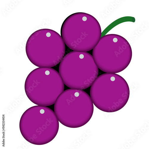 Grape icon, vector fruit illustration, nature wine, isolated on white