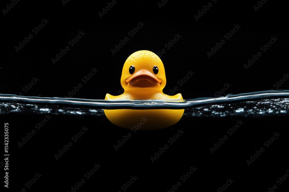 yellow rubber duck floating in water against black background yellow rubber duck floating in water against black background