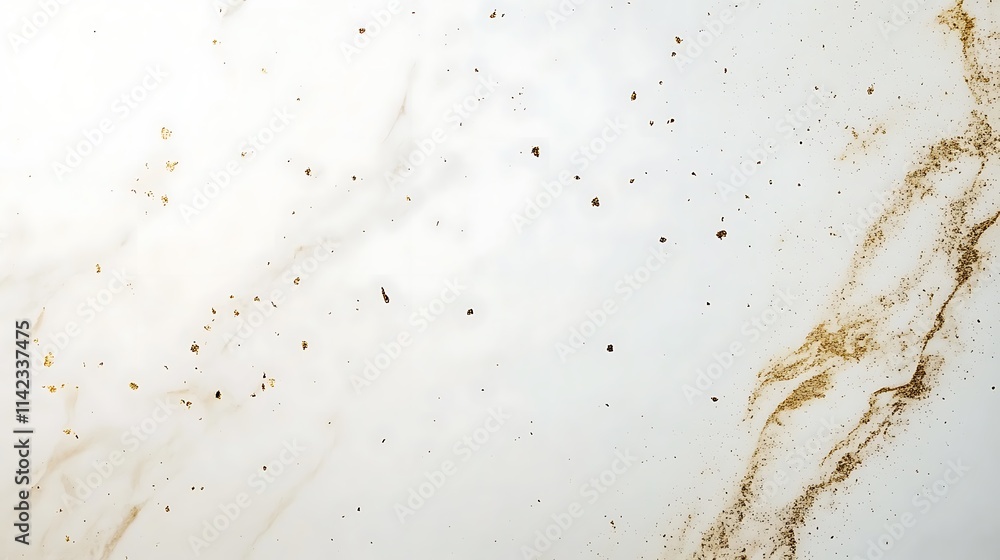 Clean white marble surface with light gold flecks, ample blank space, luxurious and elegant style