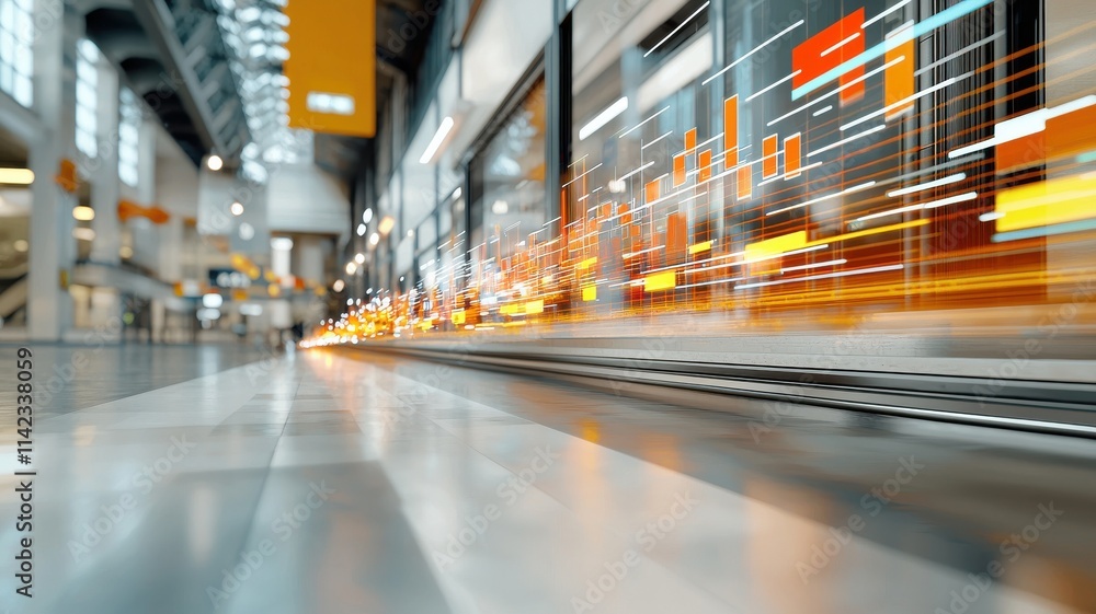 Oil price index concept. Motion blur of a train in a modern urban station. Oil price index concept. Motion blur of a train in a modern urban station.