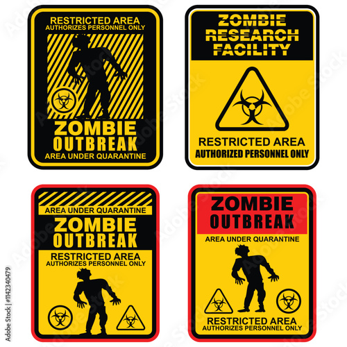  zombie outbreak, restricted area, sign vector