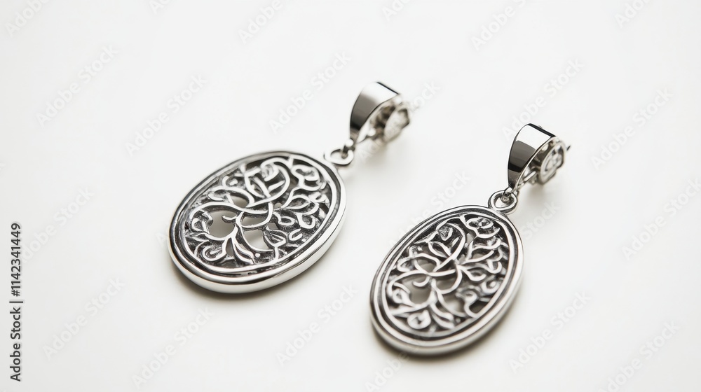 Elegant Silver Earrings with Intricate Floral Design and Shine Elegant Silver Earrings with Intricate Floral Design and Shine