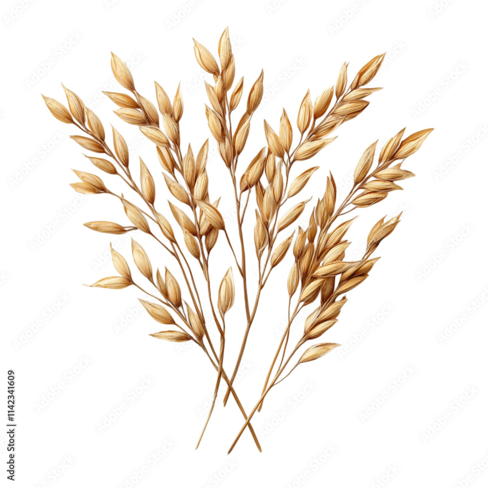 Dried oat stems arranged in beautiful bouquet, showcasing their natural golden color and delicate structure, perfect for home decor or floral arrangements Dried oat stems arranged in beautiful bouquet, showcasing their natural golden color and delicate structure, perfect for home decor or floral arrangements