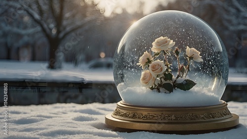 snow globe in the snow