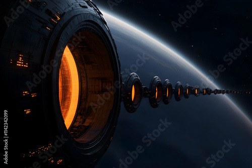 Fototapeta Naklejka Na Ścianę i Meble -  Exploration of interstellar transport systems connecting planets in the space economy