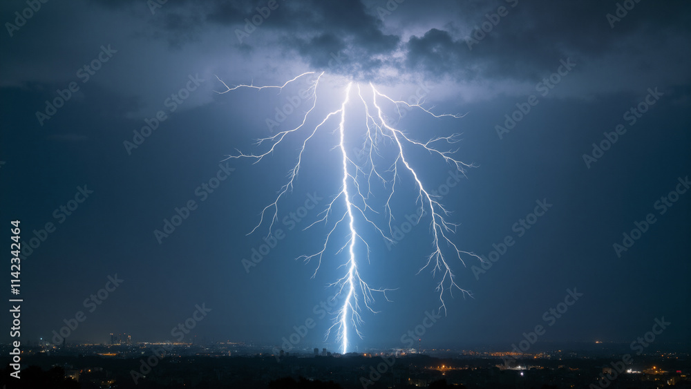Fototapeta premium Lightning weather theme. Generative ai.