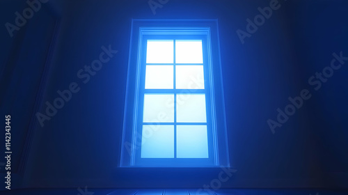 Blue Glowing Window 3D Render