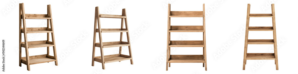 Minimalist Wooden Ladder Shelving for Versatile Home or Office Storage and Display This freestanding Minimalist Wooden Ladder Shelving for Versatile Home or Office Storage and Display This freestanding