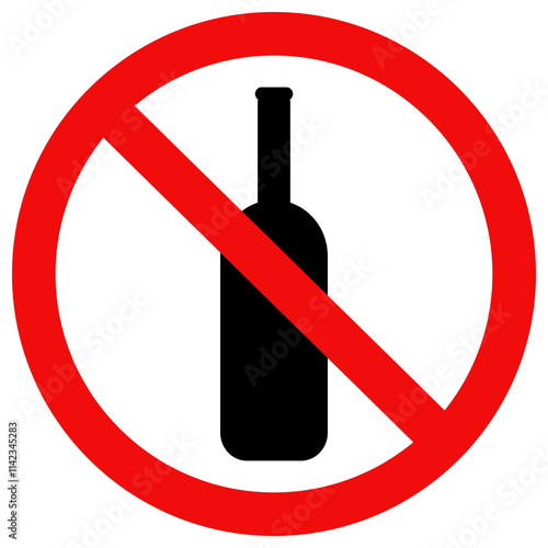 No alcohol sign,No alcohol drink sign,Prohibition sign for alcohol. Vector illustration. 