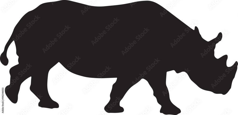 Illustration of Rhinocero silhouette Illustration of Rhinocero silhouette
