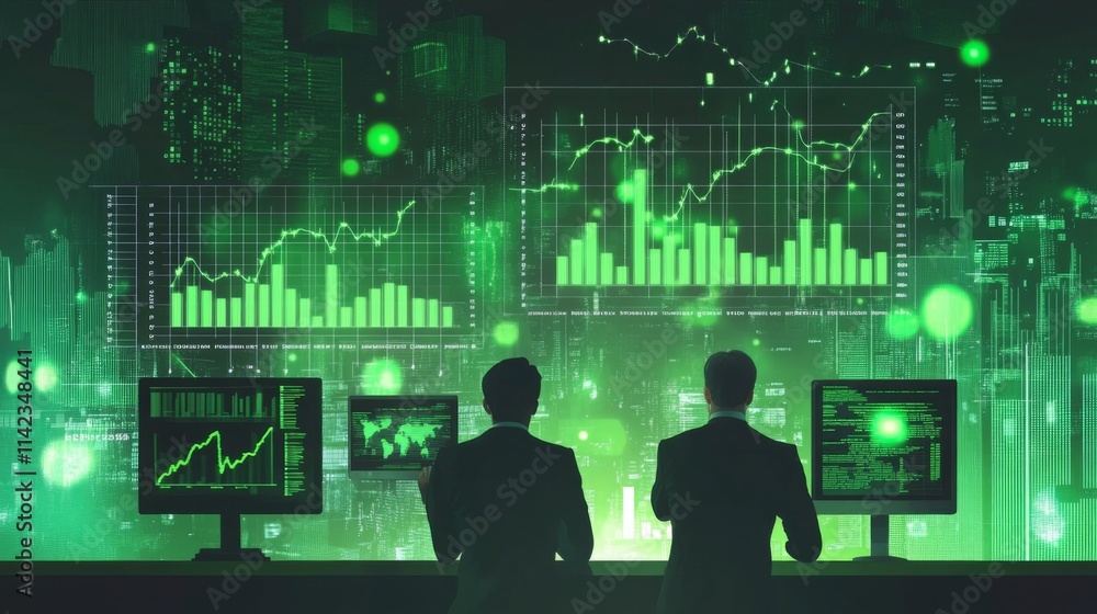 Business Consultants Analyzing Financial Data with Modern Design Business Consultants Analyzing Financial Data with Modern Design