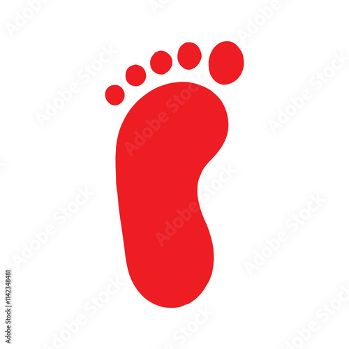One red foot print icon silhouette vector illustration design on white background.