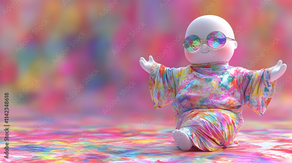 Obraz premium Colorful 3D Character Illustration on Abstract Background