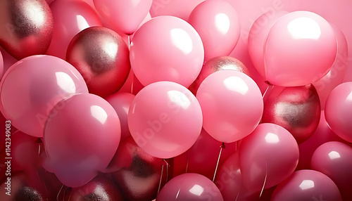 Festive sweet pink balloons background banner celebration theme photo