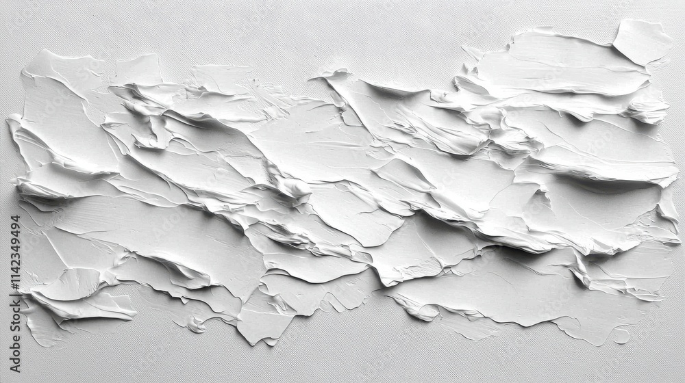 Obraz premium Textured White Abstract Composition with Dynamic Layers and Rich Depth on Canvas Surface