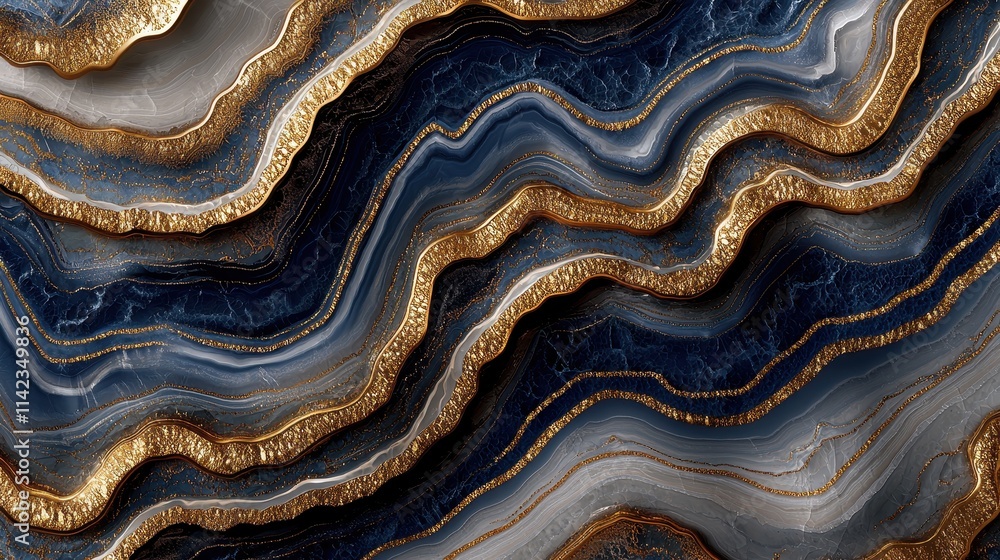 Elegant Blue and Gold Marble Artwork with Fluid Patterns and Textured Surface Elegant Blue and Gold Marble Artwork with Fluid Patterns and Textured Surface