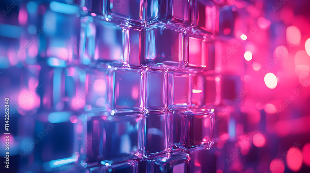 Abstract 3D Background Cubes Neon Pink Blue Abstract 3D Background Cubes Neon Pink Blue