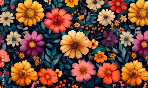 Wallpaper Mural Hispanic Heritage Month pattern wallpaper featuring vibrant floral motifs, Hispanic, Heritage, Month, pattern, wallpaper, floral, motifs, vibrant, celebration, culture, tradition Torontodigital.ca