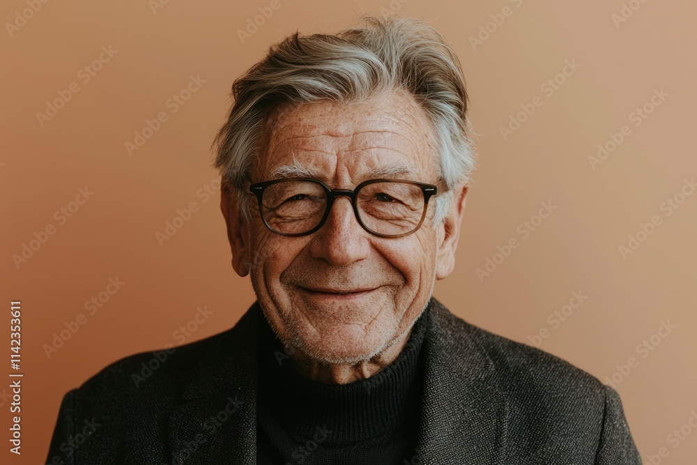 Elderly Man Smiling Gently Wearing Glasses Elderly Man Smiling Gently Wearing Glasses