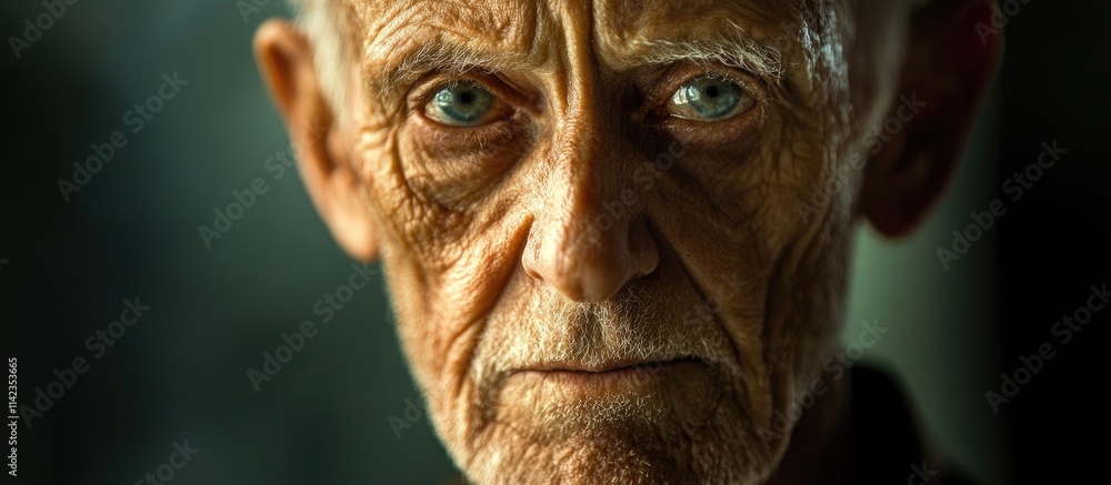 Obraz premium An elderly person with a solemn expression