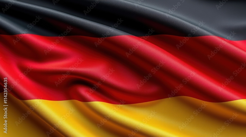 Naklejka premium German Flag Displaying Vibrant Rippling Black, Red, and Gold Tones in Motion