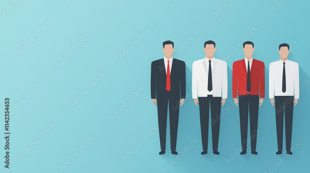 custom made wallpaper toronto digitalFour stylized men in business attire against a light blue background.