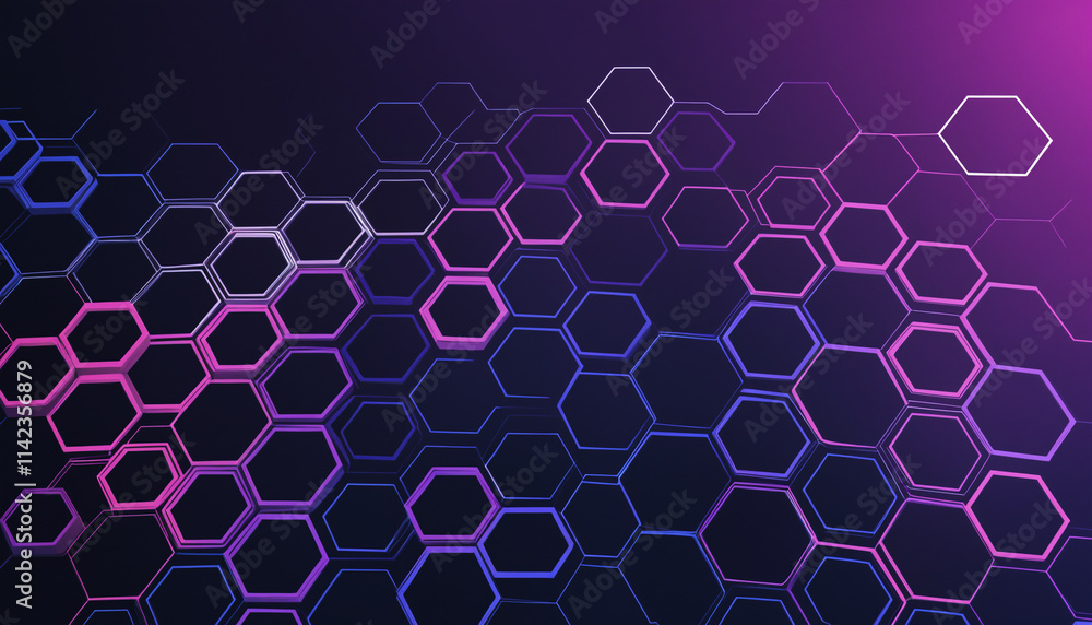 Fototapeta premium Abstract Digital Background: Geometric Hexagon Design with Gradient Colors and Futuristic Connectivity