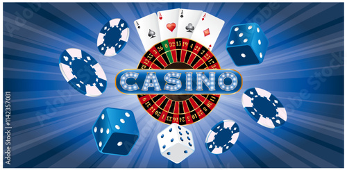 vector gambling illustration in blue colors