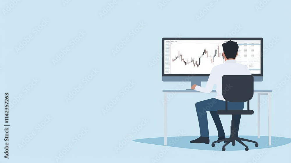 A person analyzing data on a computer screen in a modern office setting. A person analyzing data on a computer screen in a modern office setting.