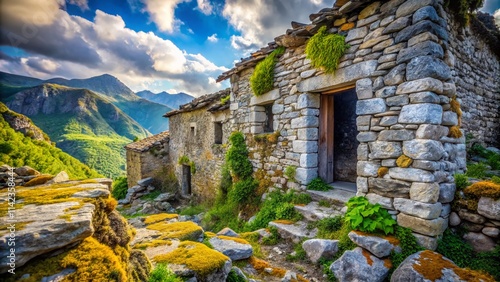 Abandoned Stone Building Delvina Albania, High Depth of Field Photography, Historic Ruins, Albanian Architecture, Old Stone House,  Detailed Close Up photo