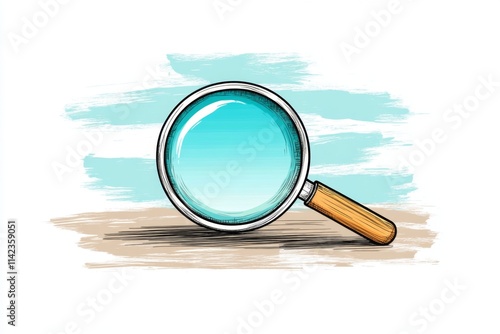 A minimalist illustration of a single magnifying glass focusing on a specific point, drawn in clean lines and soft monochromatic tones